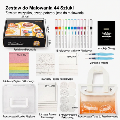 Zestaw 12 markerów do rysowania bąbelkowego + 10 papierów piankowych
