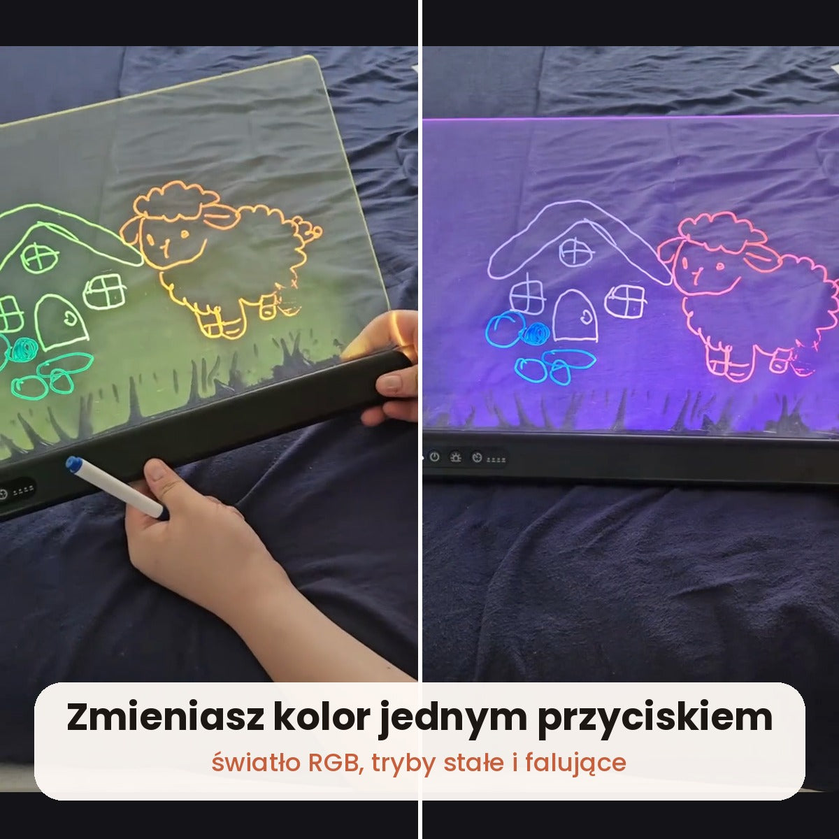 Zmiana koloru podświetlenia jednym przyciskiem — tryby stałe i falujące