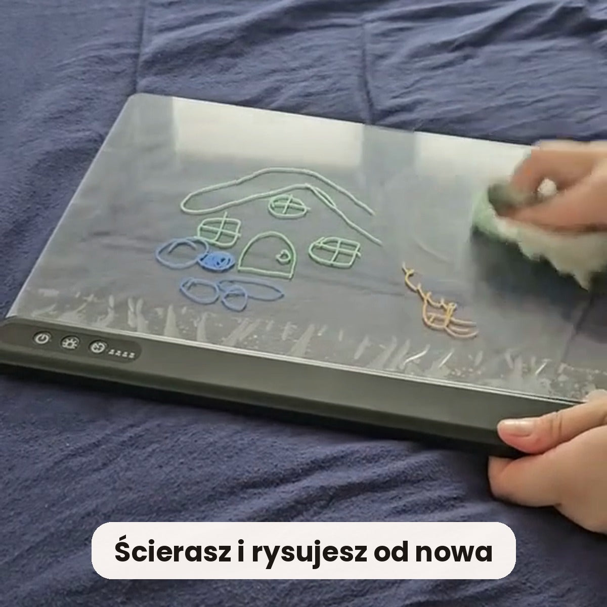 Zmazywanie rysunku ściereczką — rysujesz od nowa