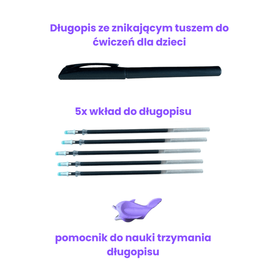 Dodatkowy długopis z 5 wkładami ze znikającym tuszem - Rysuś